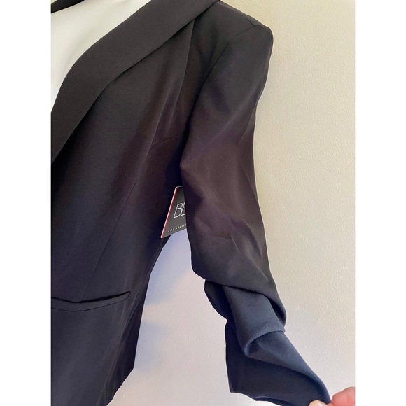 FashionNova “The Celine Blazer” Black Small Ruched Sleeves - Picture 3 of 10
